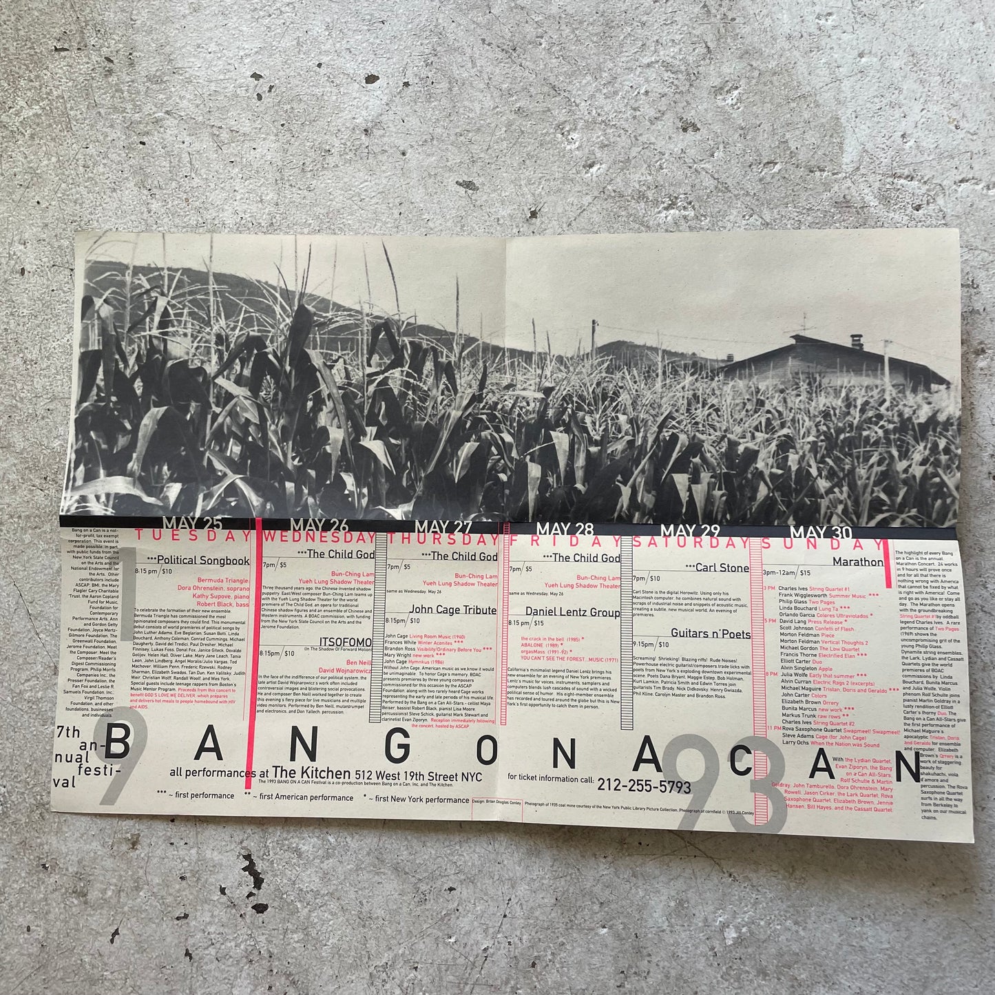 Bang on a Can at The Kitchen Invite/Poster, 1970s [Wojnarowicz, Philip Glass]