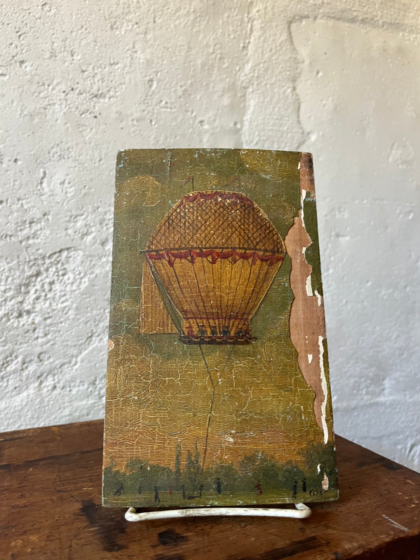 Hector Trotin, Hot Air Balloon Painting, 1950s