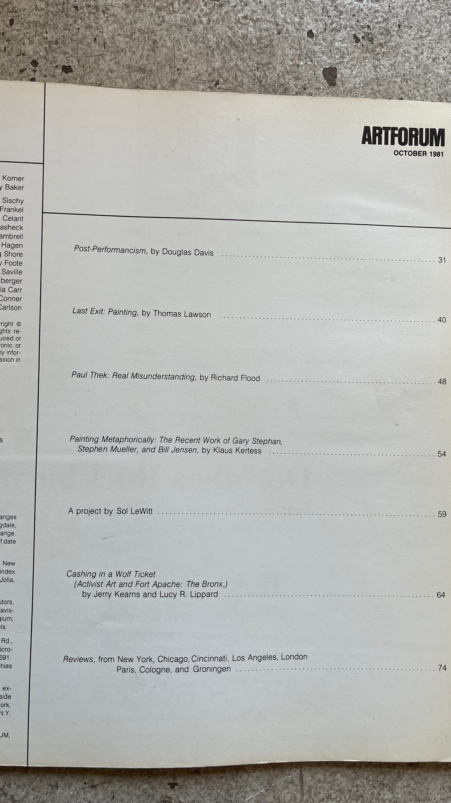 Artforum, October 1981 [Sol Lewitt Cover]