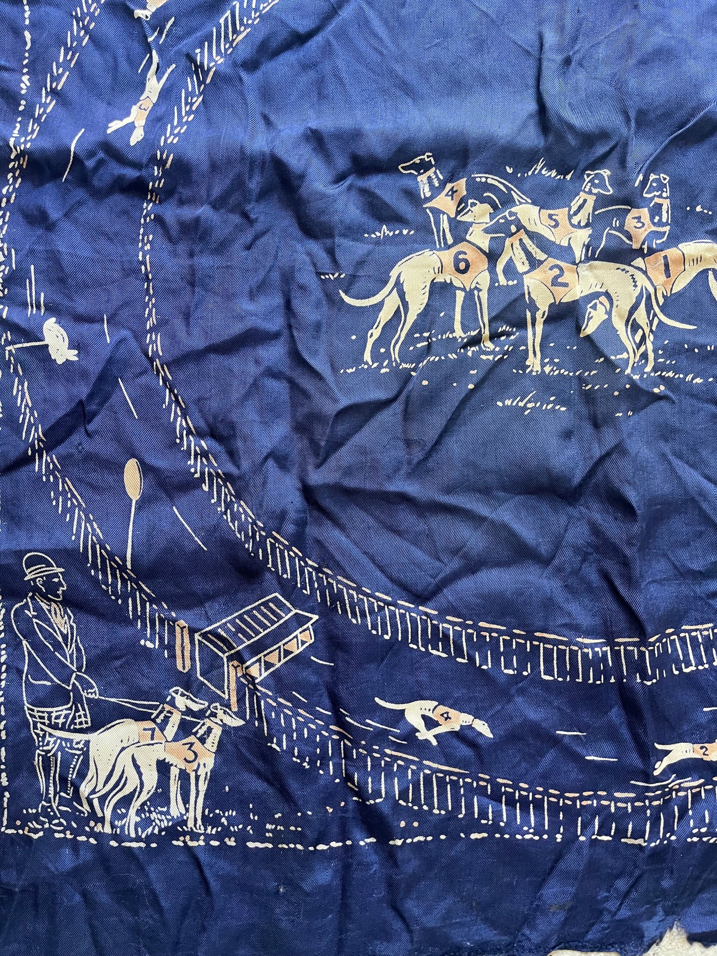 Art Deco Greyhound Racing Scarf, 1930s