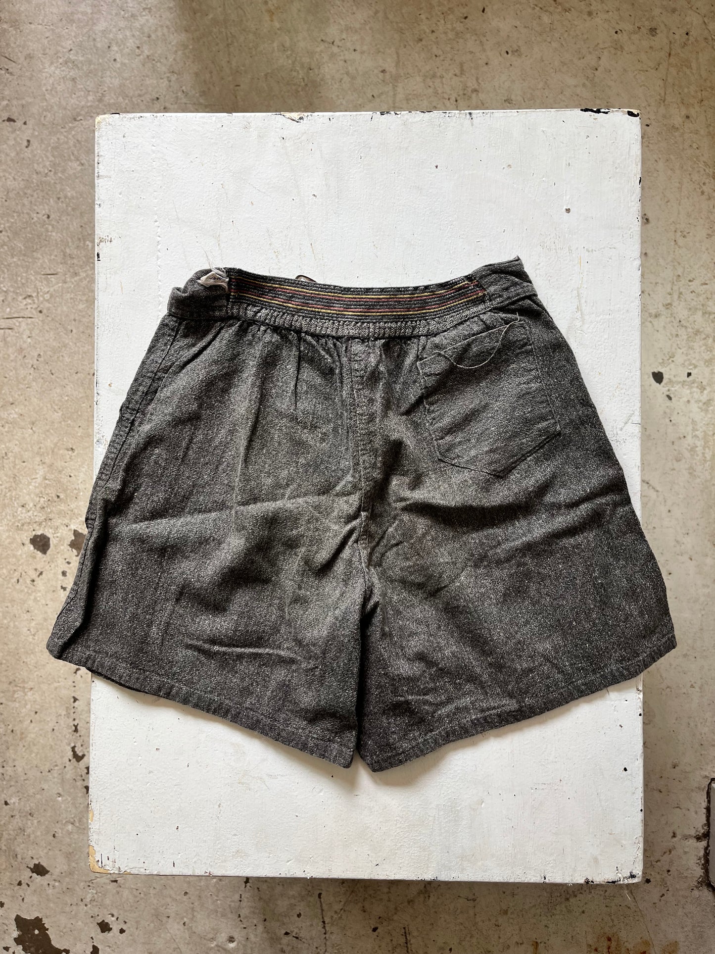 Salt and Pepper Gym Shorts, 23" W , 1930s