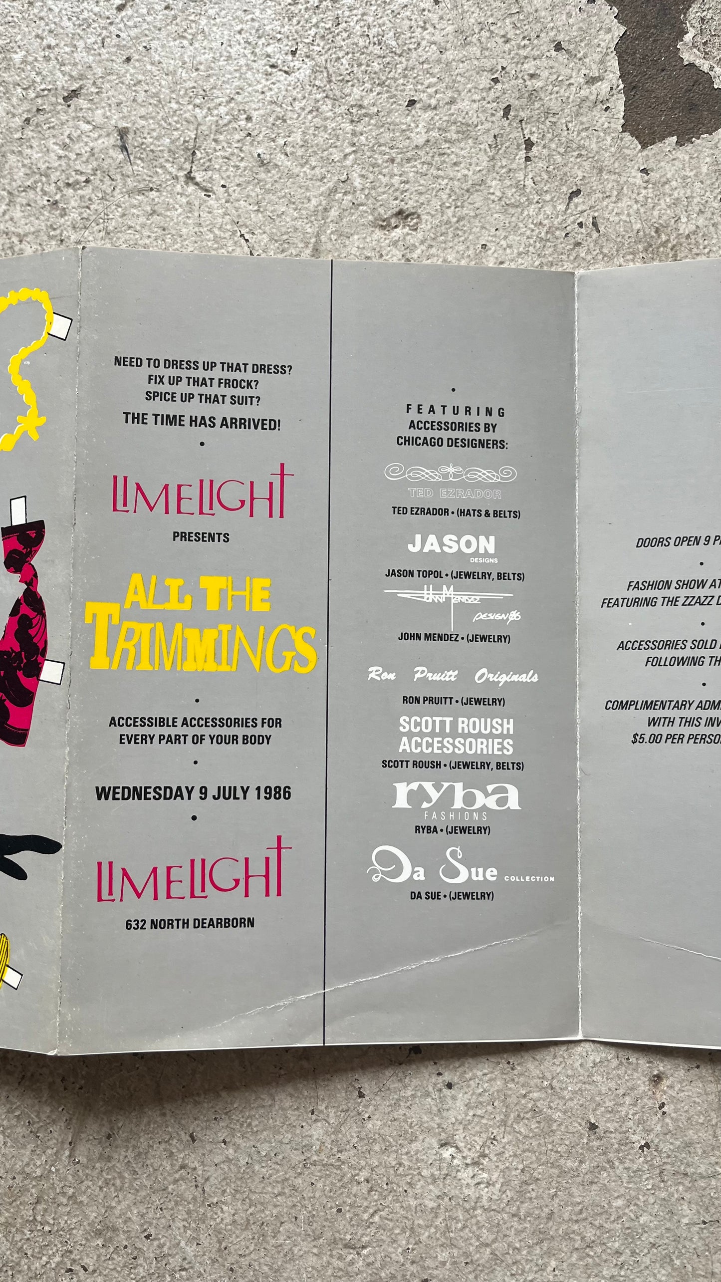 Limelight Chicago Fashion Invite, 1986