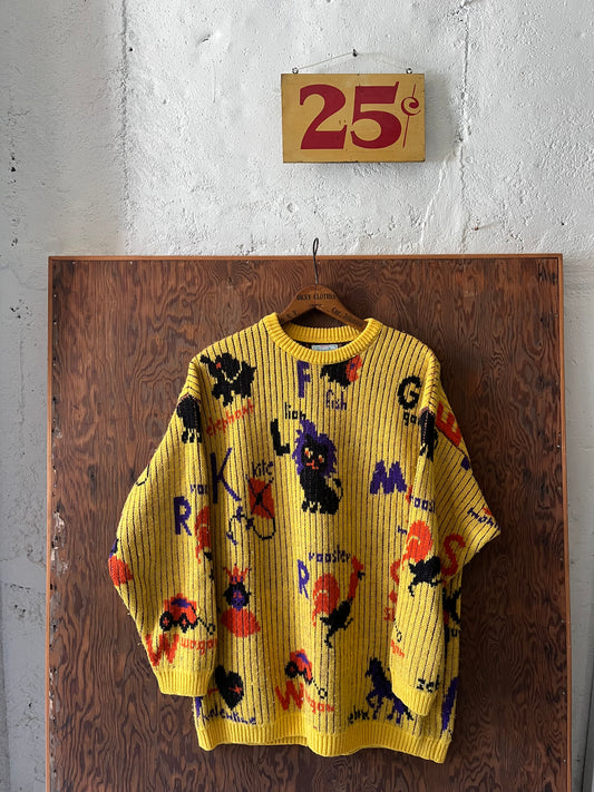 Benetton Animal Knit, Size L, 1980s
