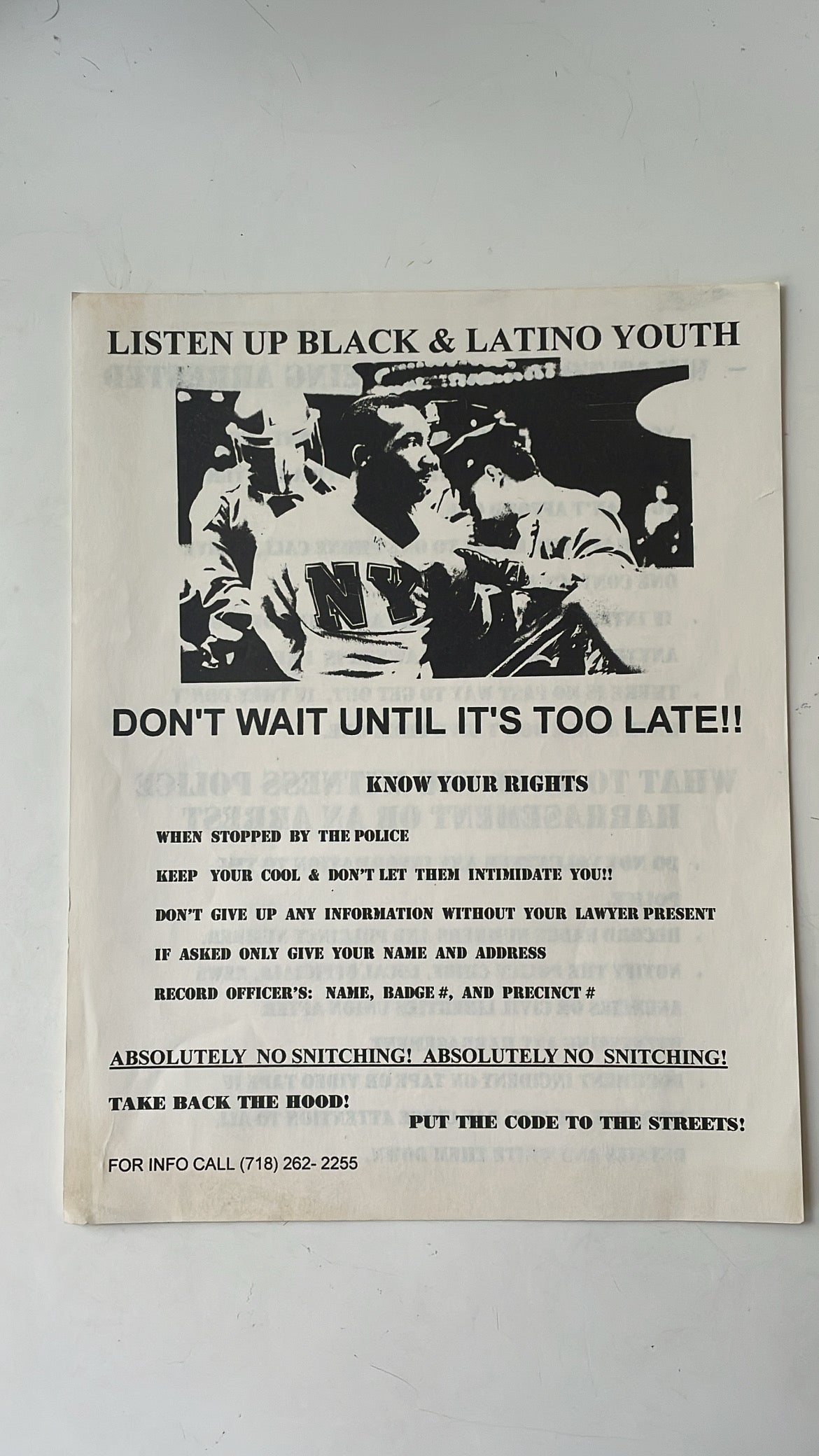 Know Your Rights Flyer, 1980s