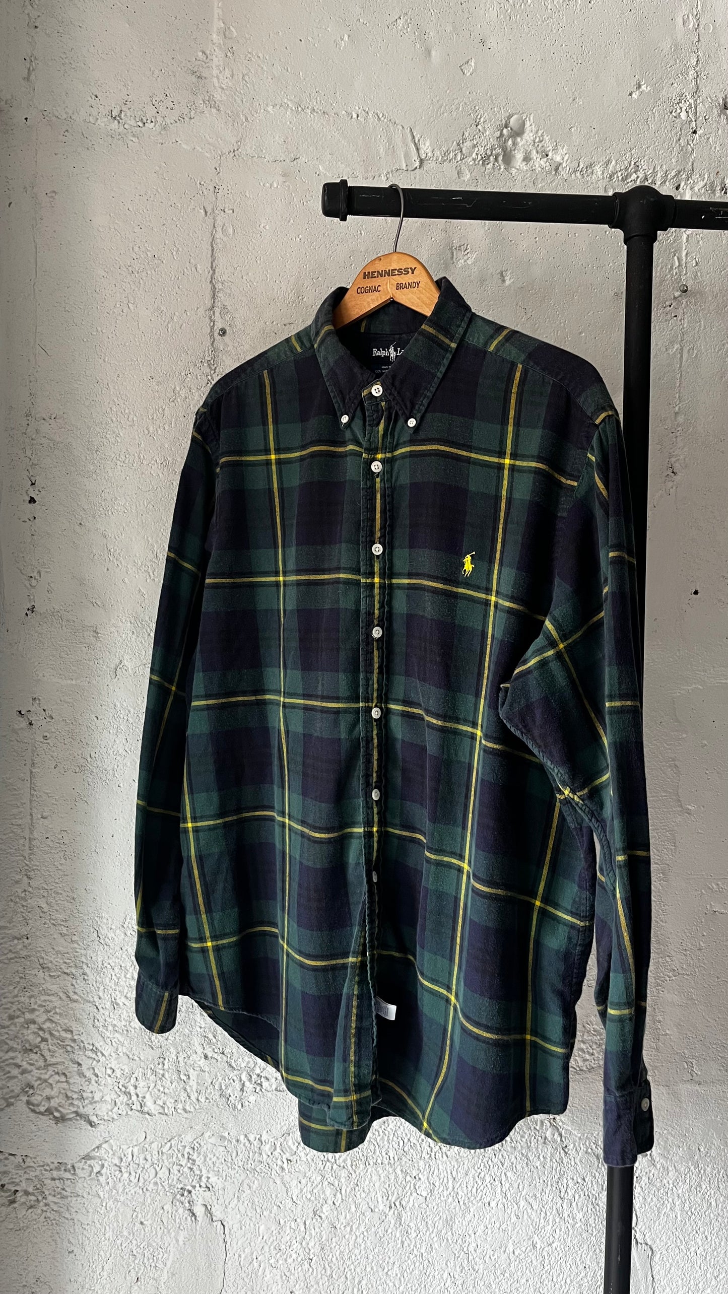 Polo Cotton Plaid (USA Made), Sz XL, 1980s