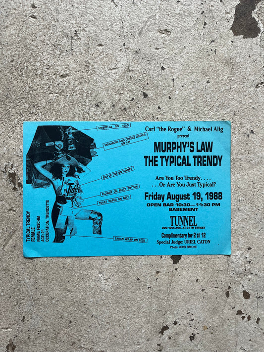 Michael Alig Party Invite at The Tunnel, 1988