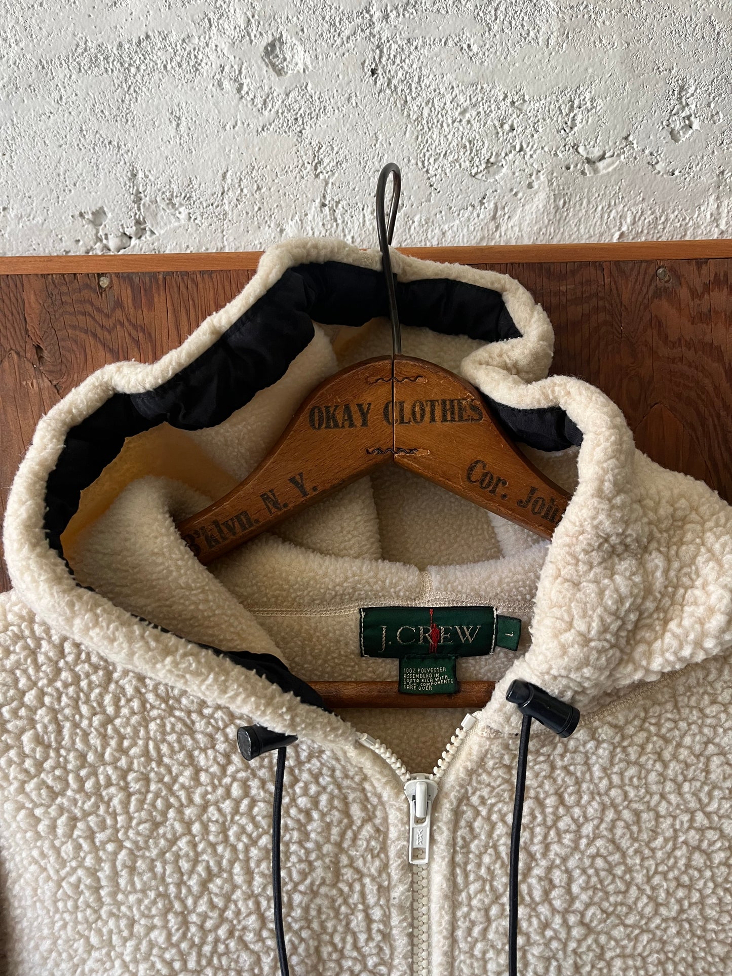 J Crew Fleece Hoodie, Size L/XL, 1980s/90s