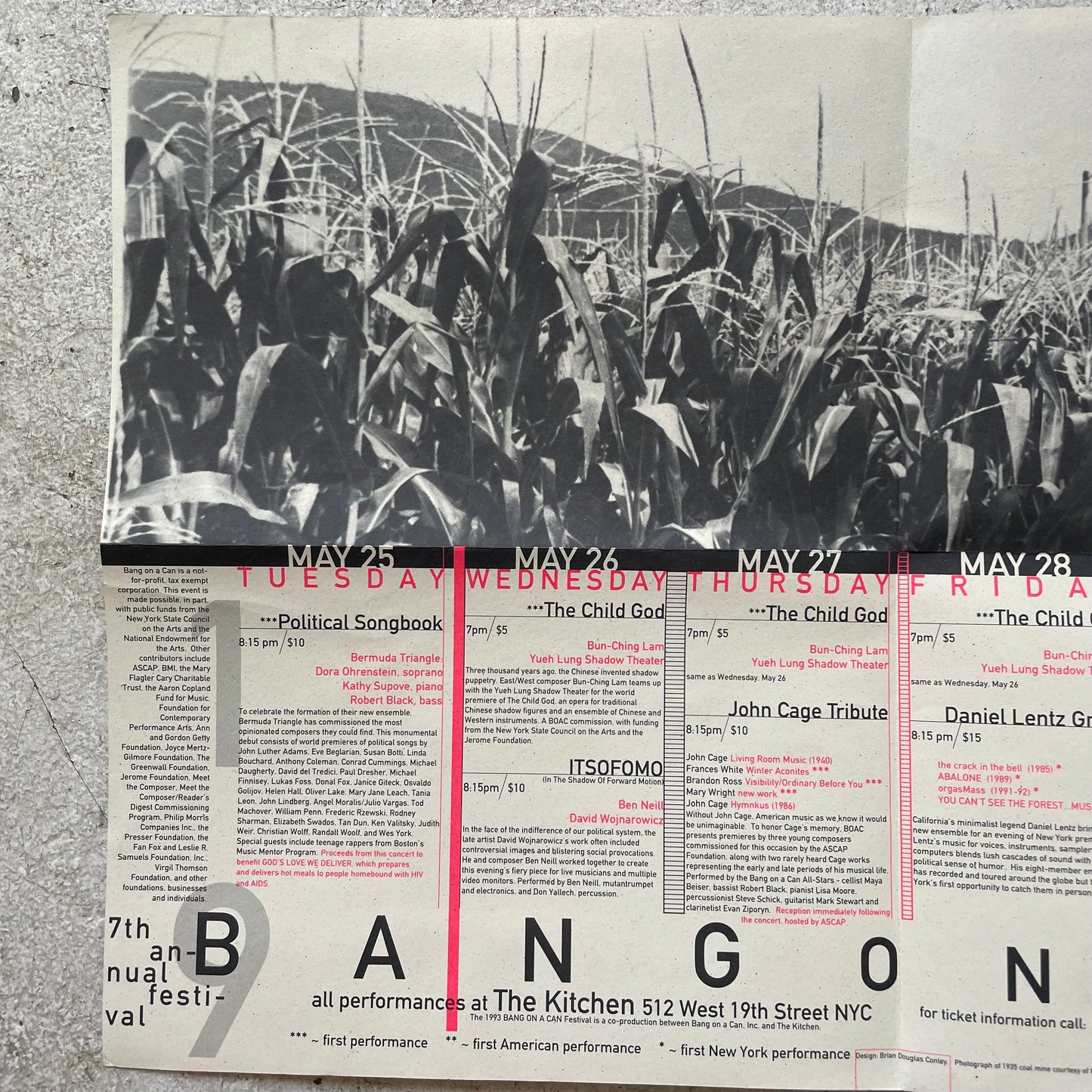 Bang on a Can at The Kitchen Invite/Poster, 1970s [Wojnarowicz, Philip Glass]
