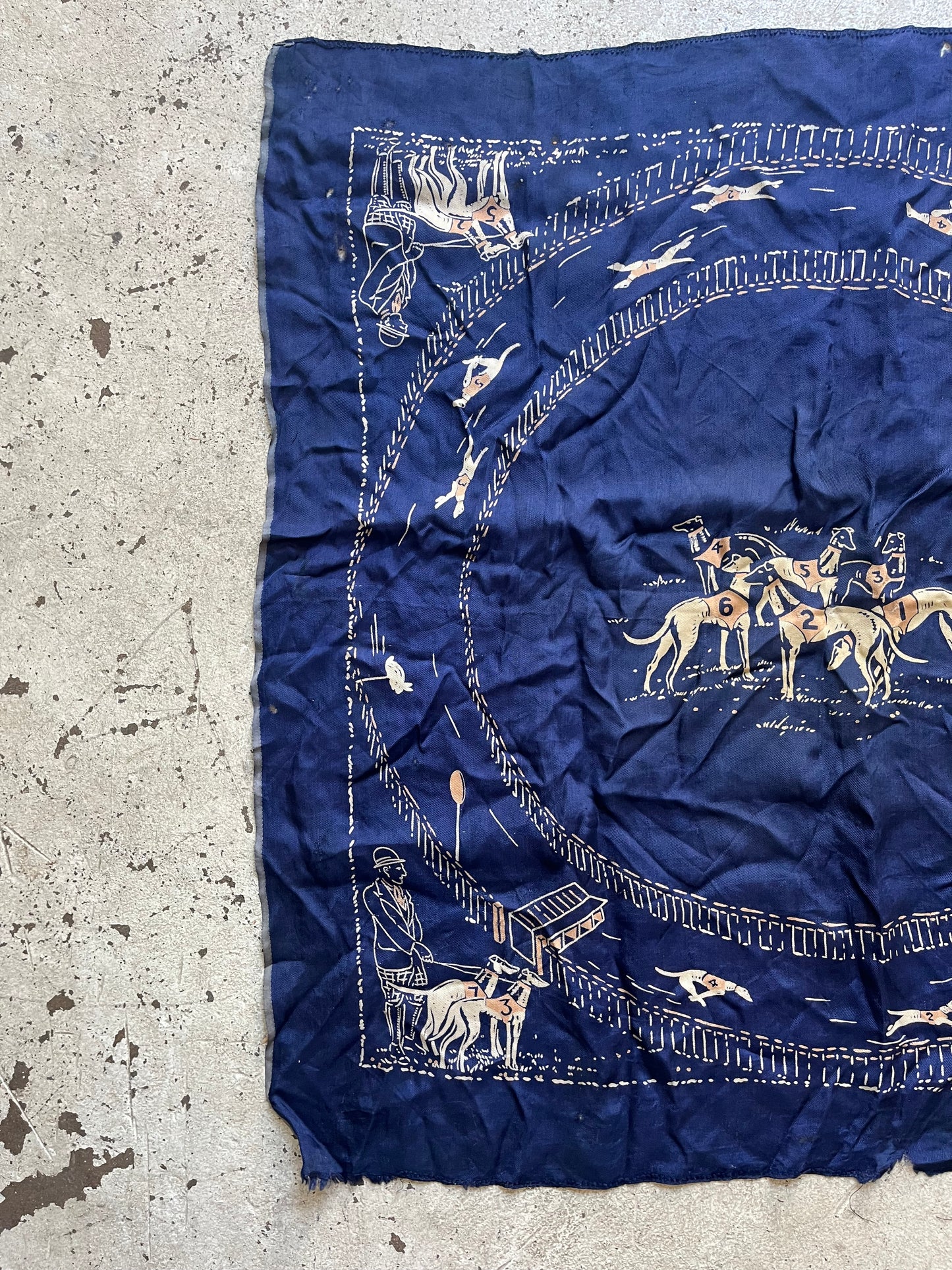 Art Deco Greyhound Racing Scarf, 1930s