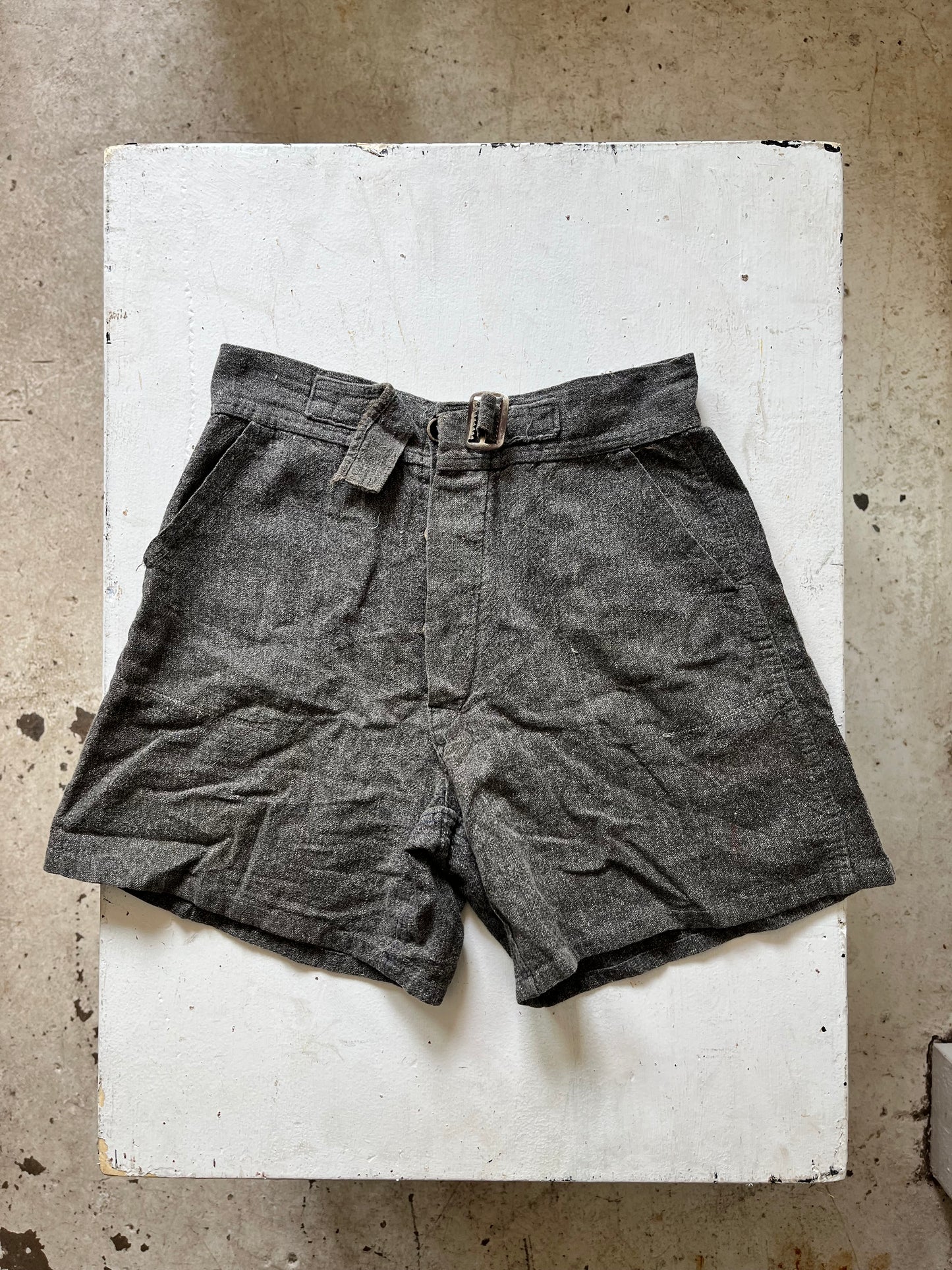 Salt and Pepper Gym Shorts (2), 22"W , 1930s