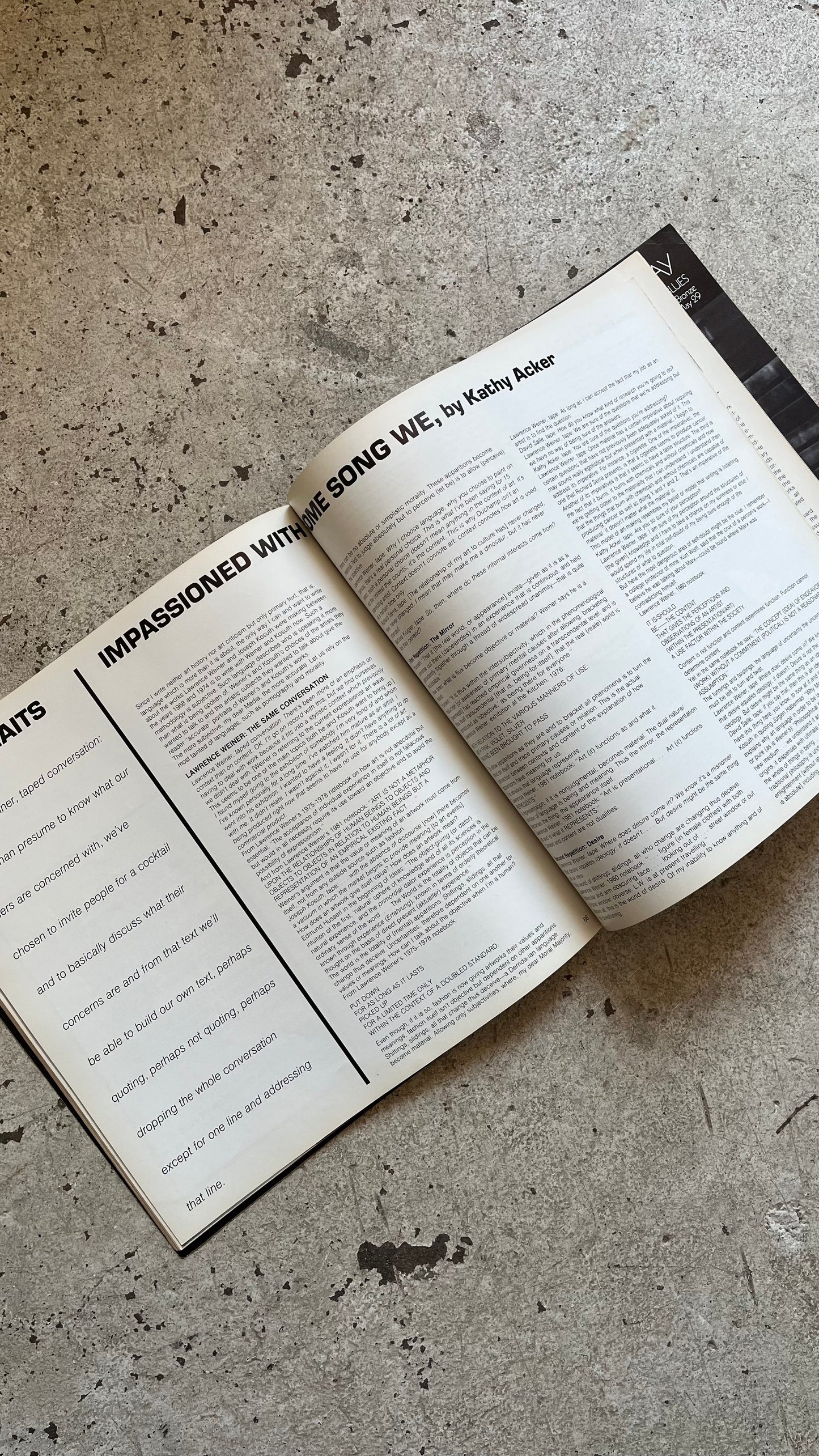 Artforum, May 1982 [Lawrence Weiner Cover, Kathy Acker, Robert Mapplethorpe, Joseph Kosuth, Richard Serra, Philip Glass]