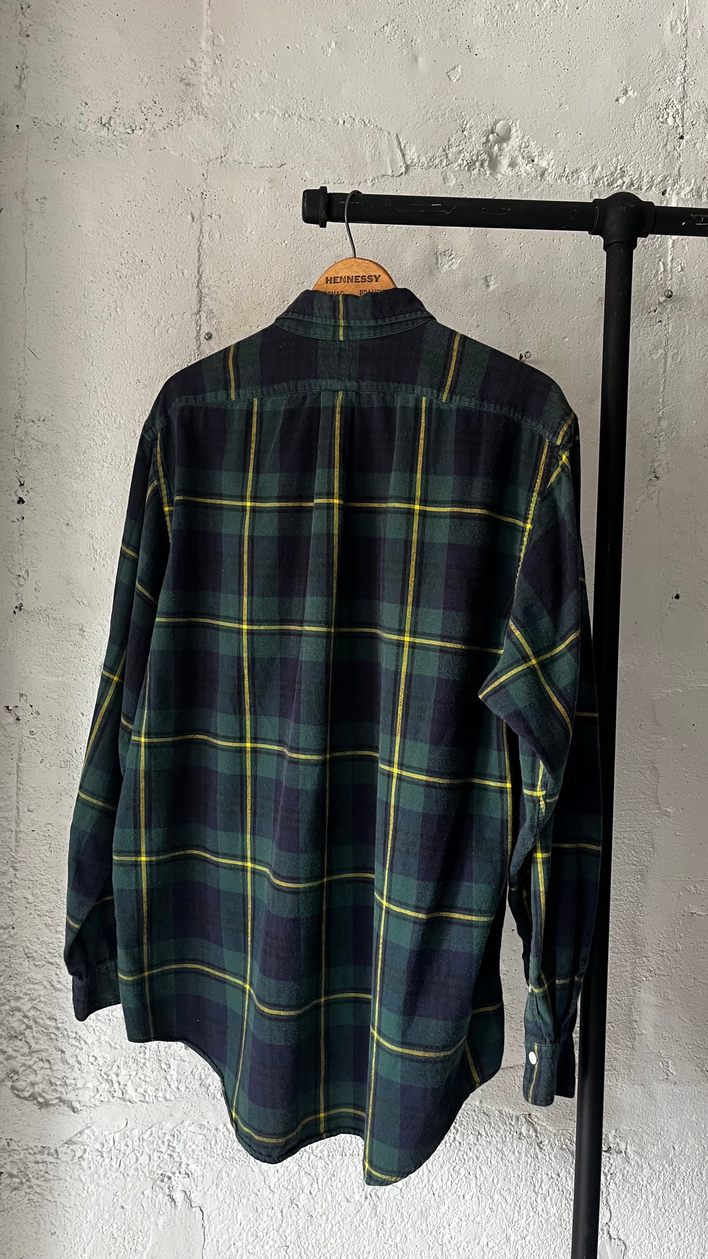 Polo Cotton Plaid (USA Made), Sz XL, 1980s