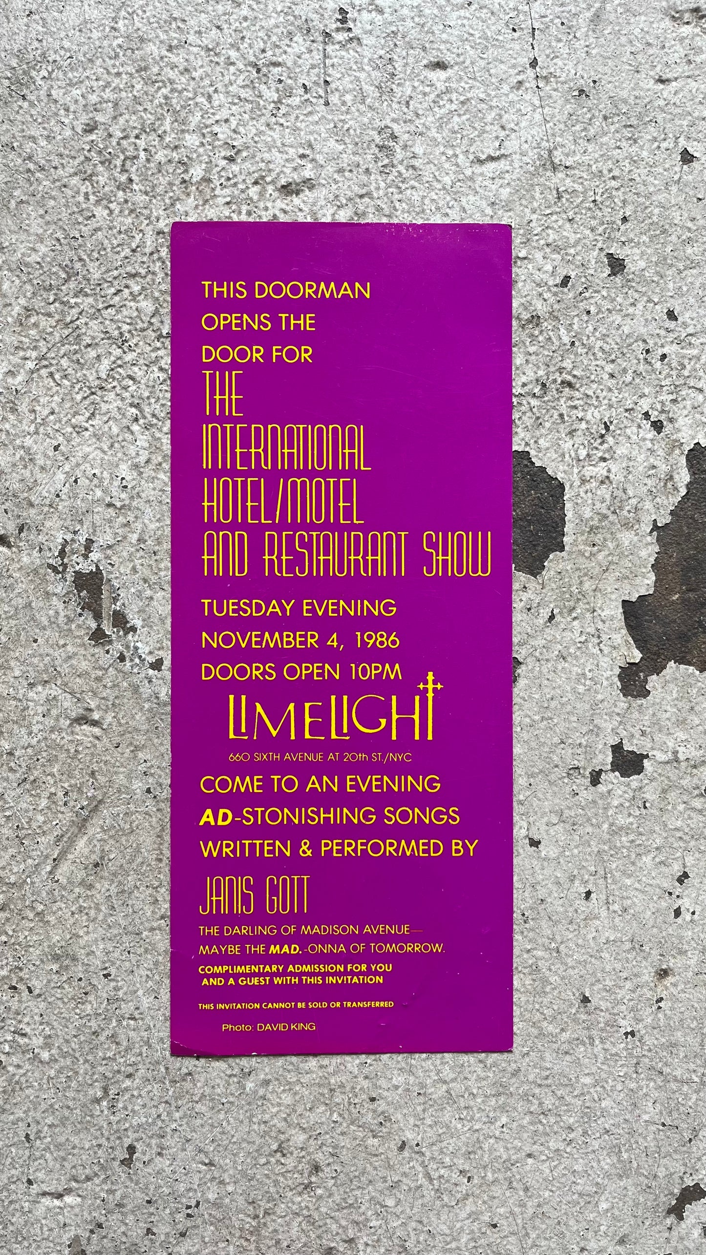Limelight Invite, 1986