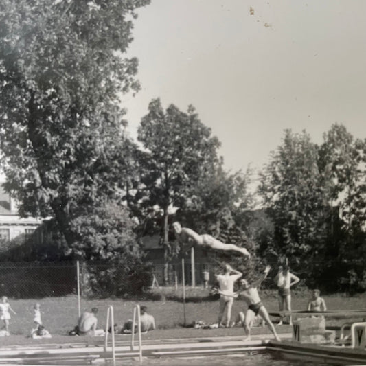 Mid-Dive Eye Contact, Snapshot, 1950s