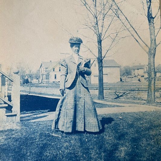 Victorian Woman in Large Dress, Cyanotype, 1880s