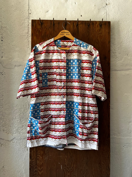 Homemade Campbell Soup Shirt, Sz L, 1970s