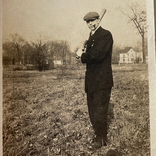 Man With Cigar and Baseball Bat, Snapshot, 1910/20