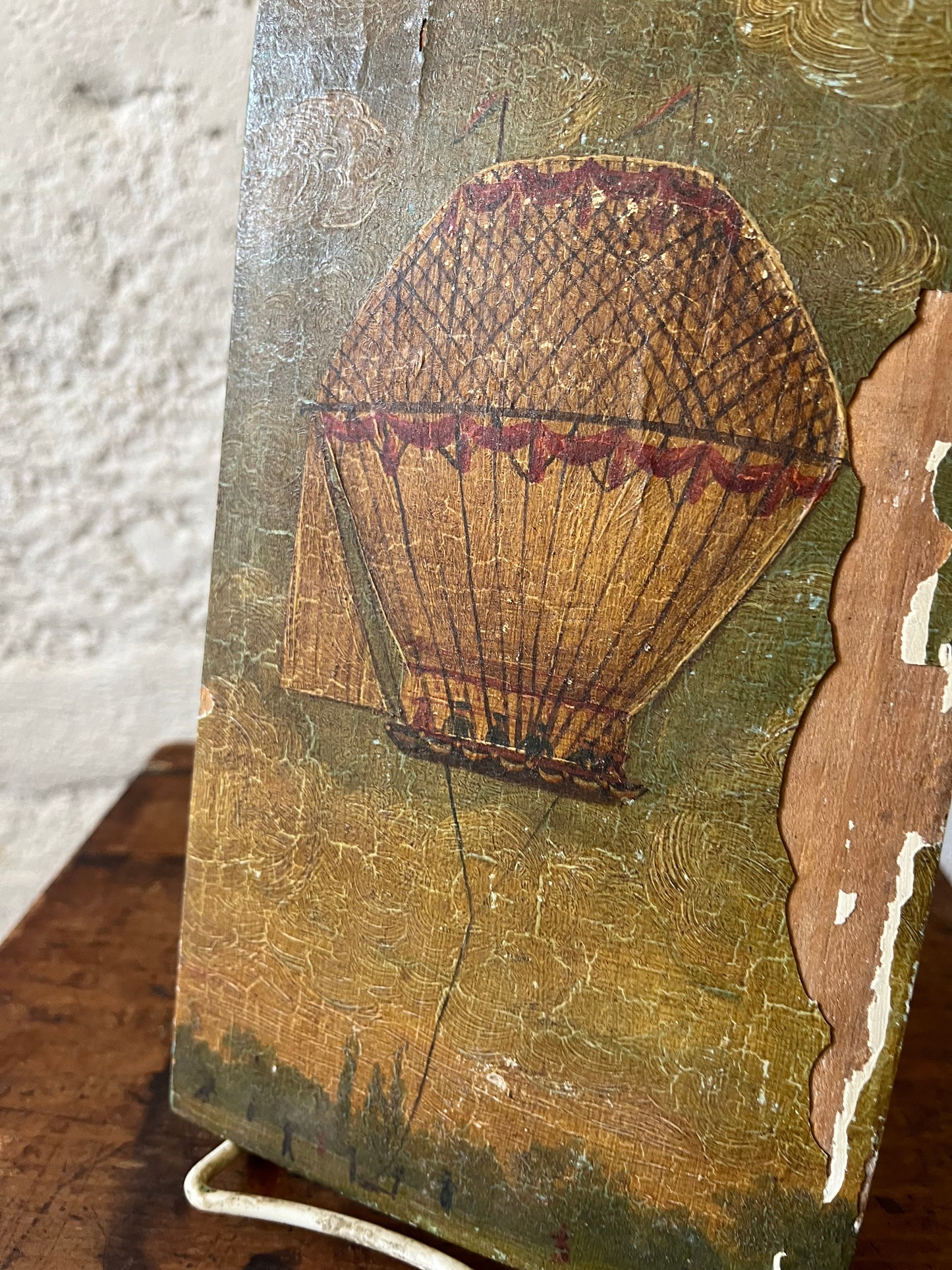 Hector Trotin, Hot Air Balloon Painting, 1950s