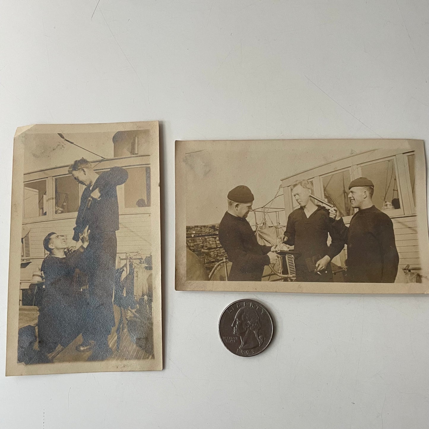 Sailors Pointing Guns, Snapshots, 1940s