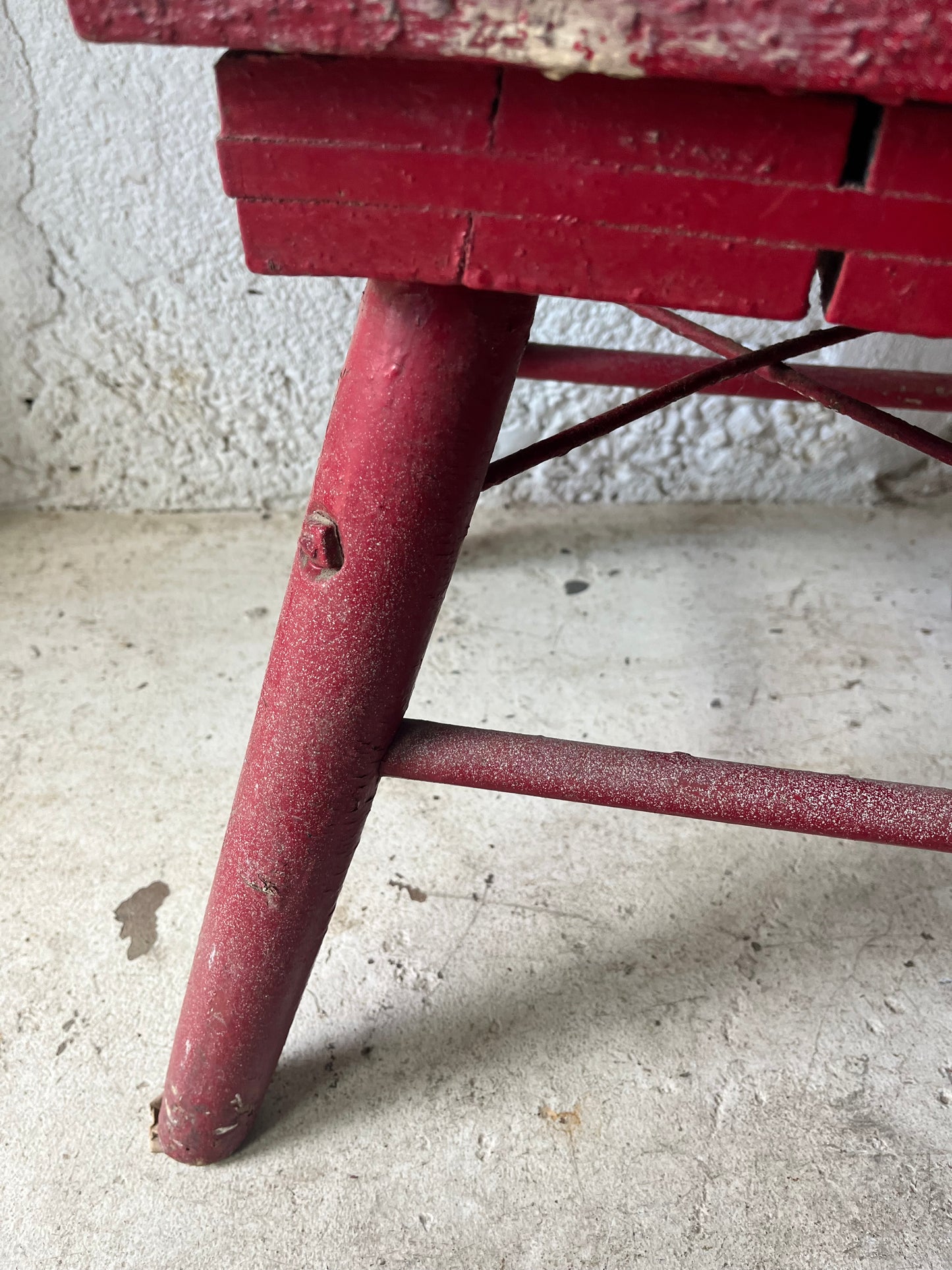 Red + White Camp Stool, 1930s