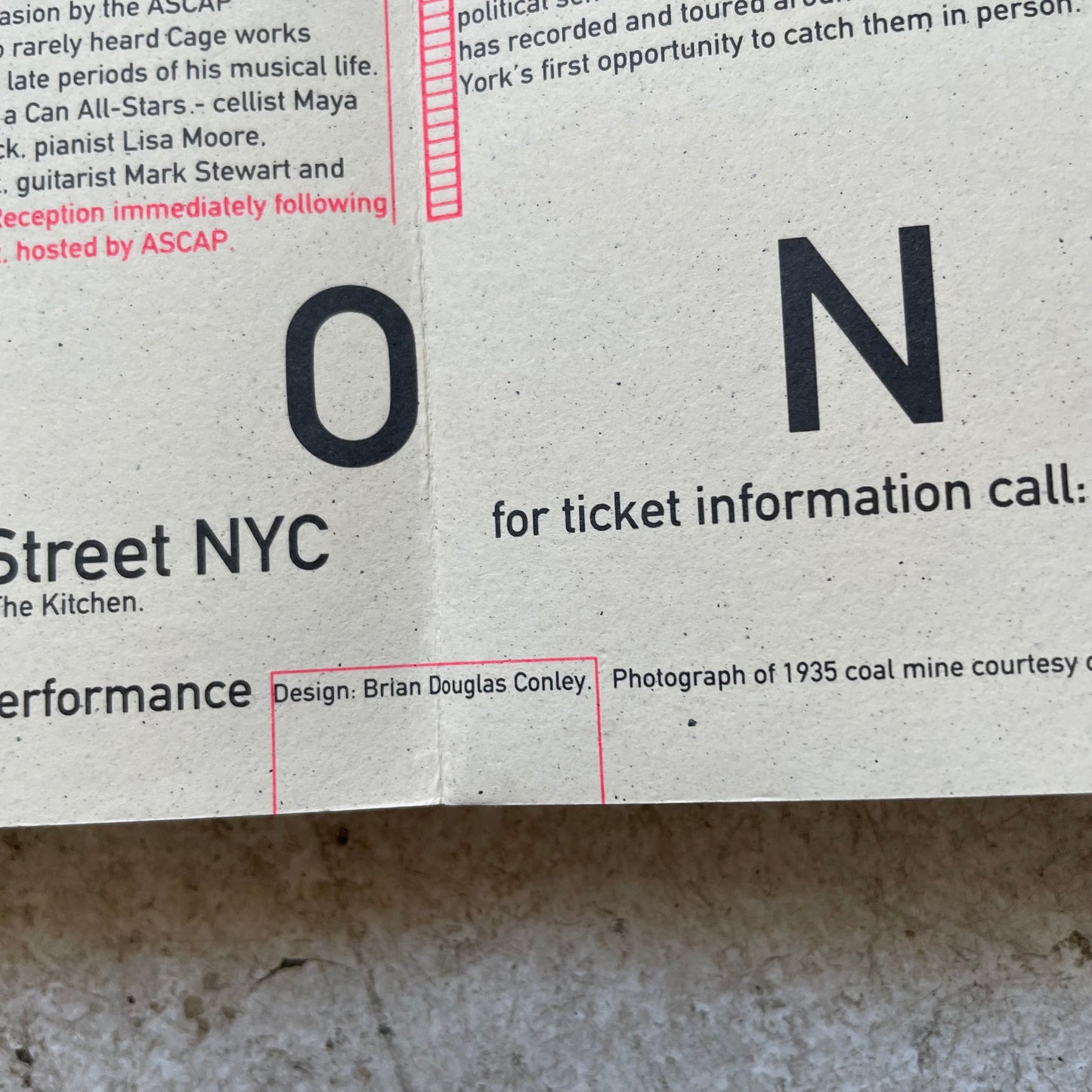 Bang on a Can at The Kitchen Invite/Poster, 1970s [Wojnarowicz, Philip Glass]