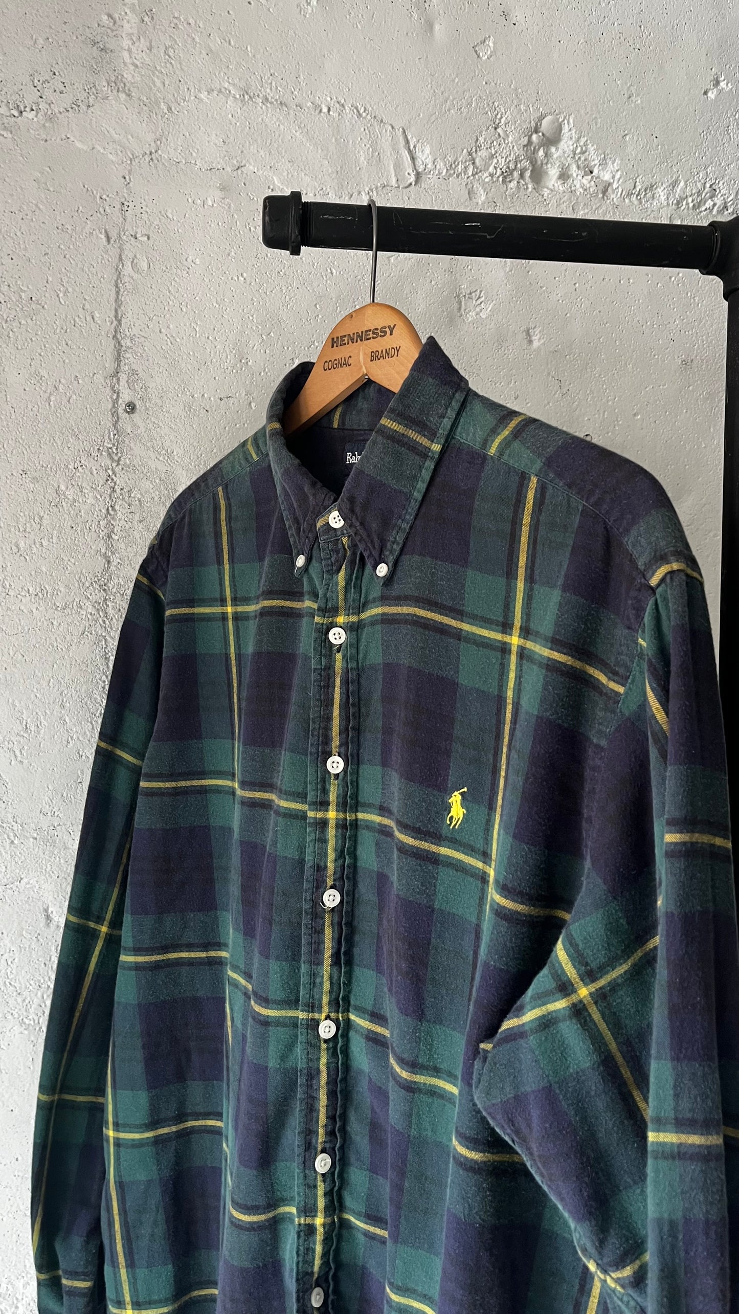Polo Cotton Plaid (USA Made), Sz XL, 1980s