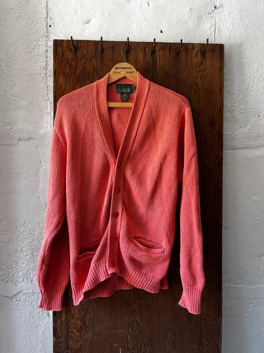 J Crew Salmon Chunky Knit Cardigan, Sz M/L, 1990s
