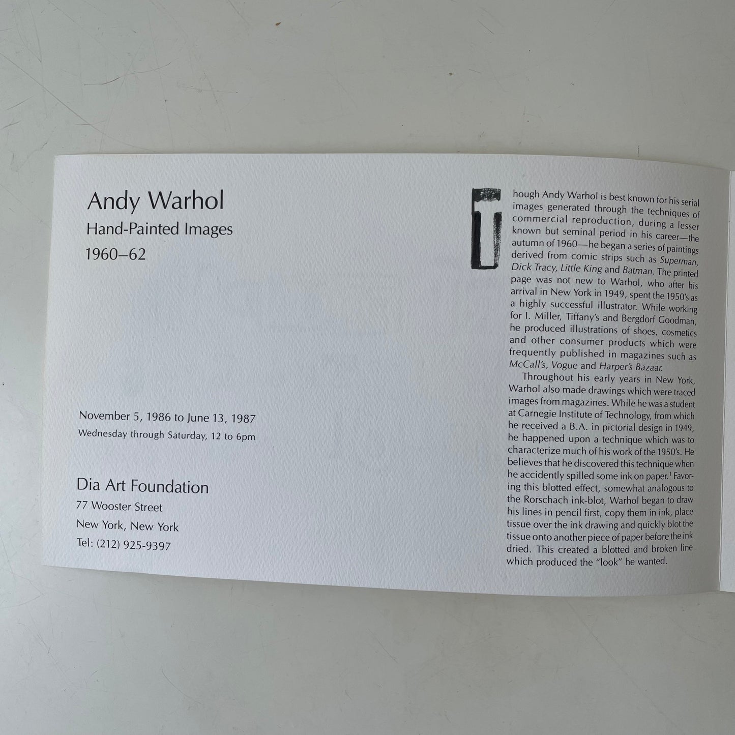 Andy Warhol at DIA Exhibit Catalog, 1987