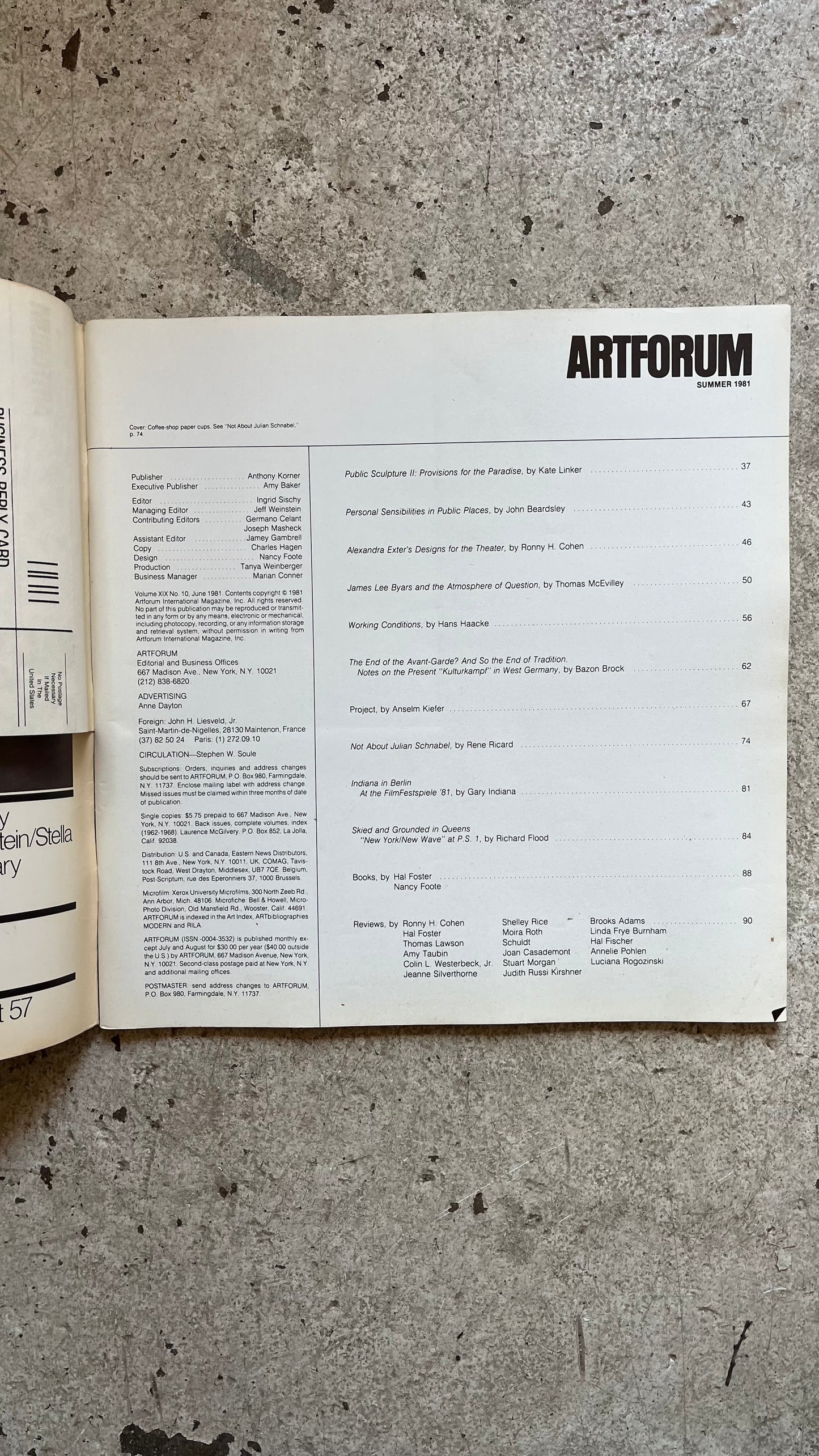 Artforum Summer, 1981 [Rene Ricard, Julian Schnabel]