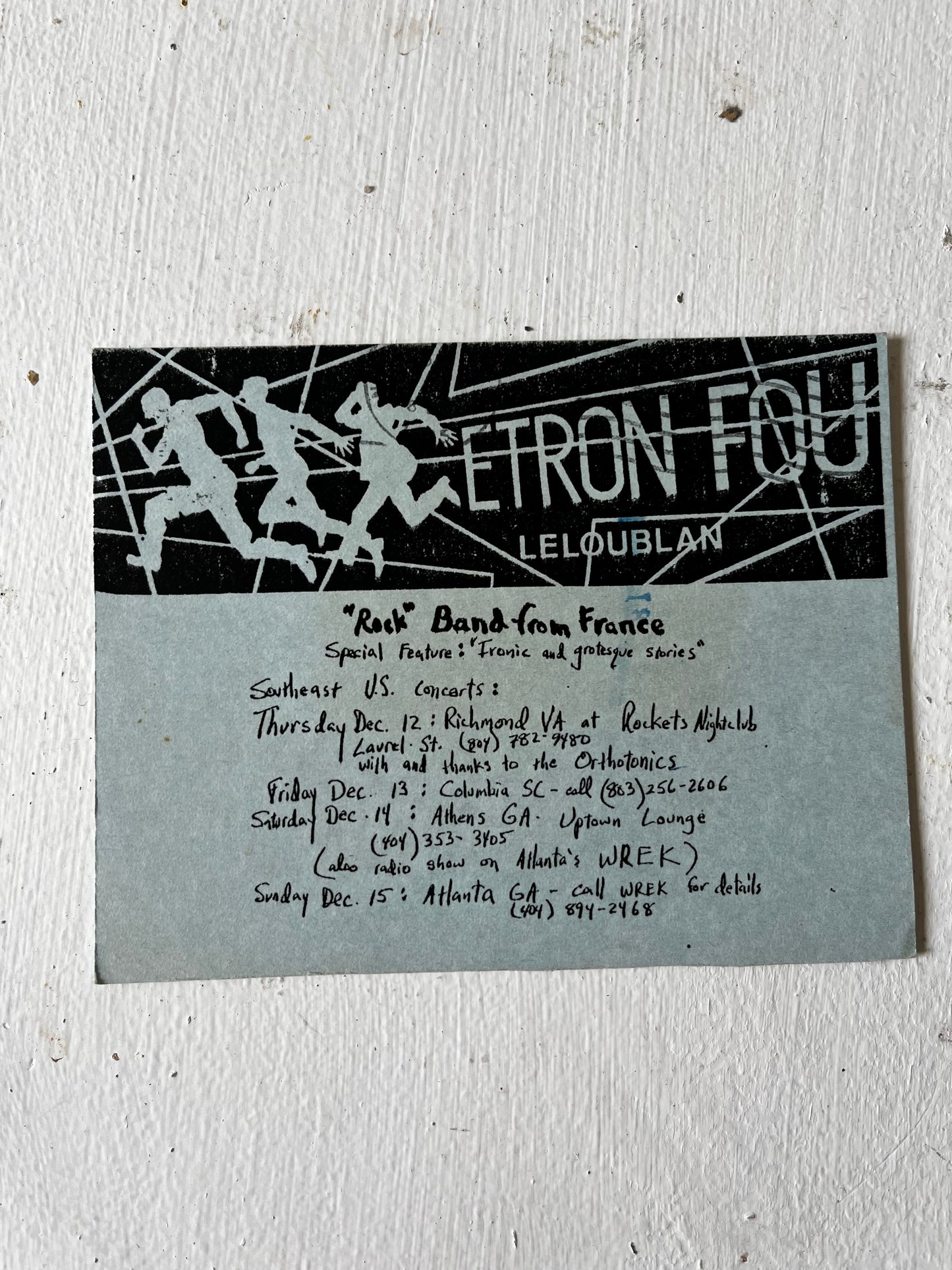 Etron Fou Le Loublon Handbill, 1982