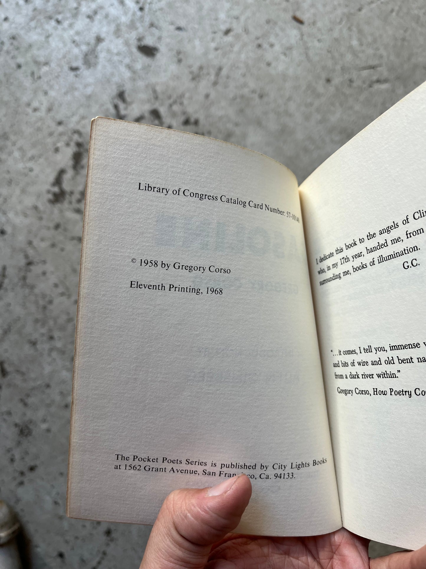 Gasoline, Gregory Corso, 1960