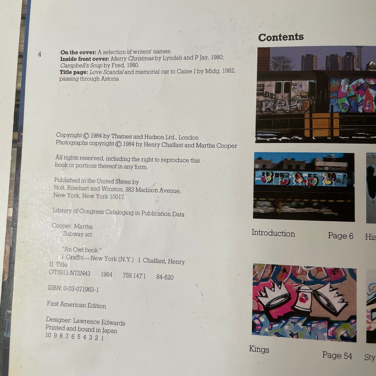 Subway Art, Martha Cooper & Henry Chalfant, 1984 (First American Ed.)