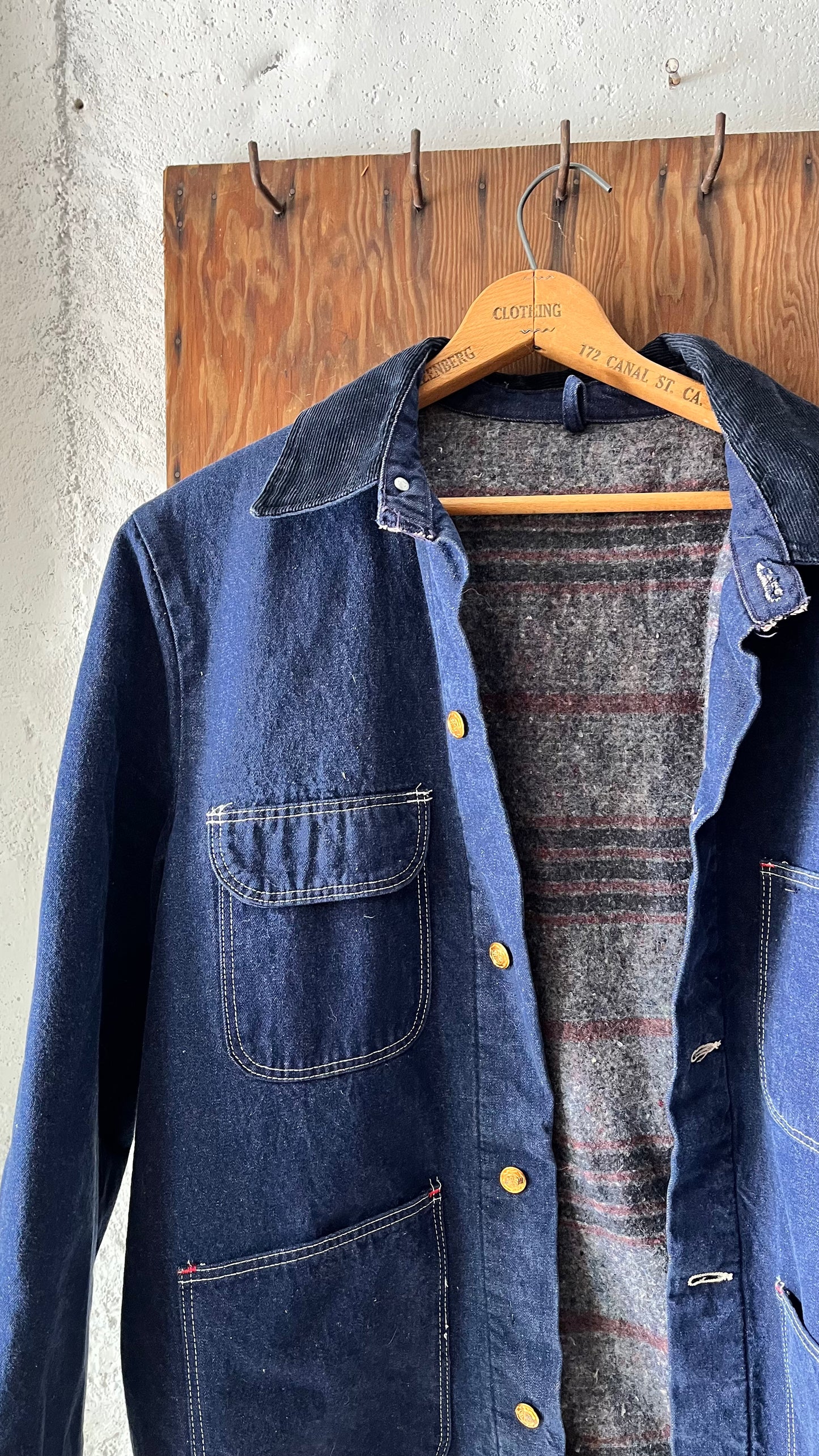 Deadstock Wrangler Blanket Lined Denim Chore, Sz L,1970s