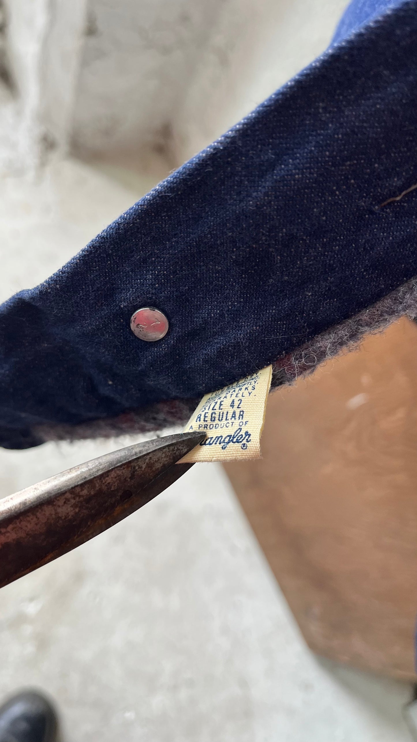 Deadstock Wrangler Blanket Lined Denim Chore, Sz L,1970s