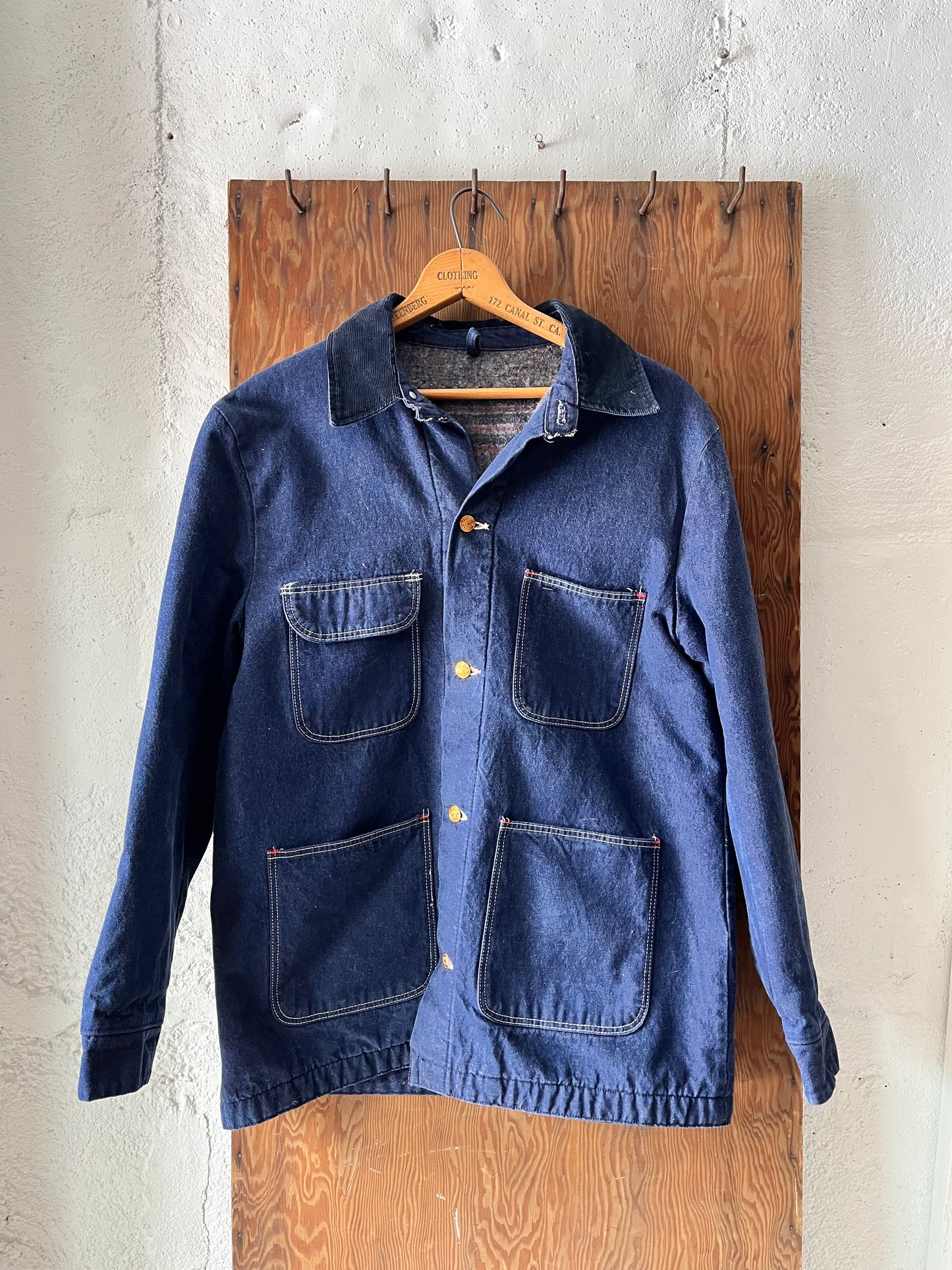 Deadstock Wrangler Blanket Lined Denim Chore, Sz L,1970s