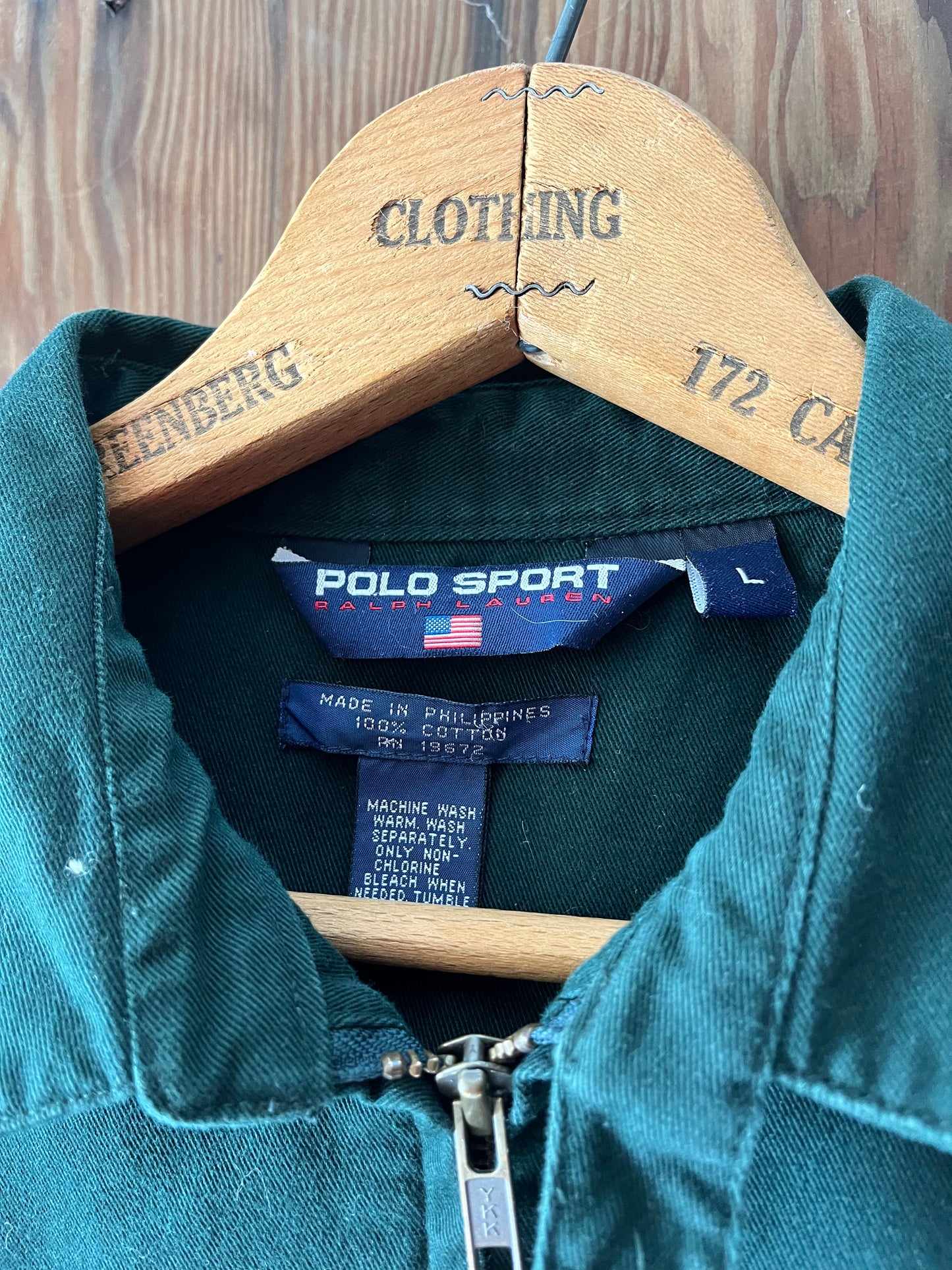 Polo Sport Hunter Green Harrington, Sz L, 1990s