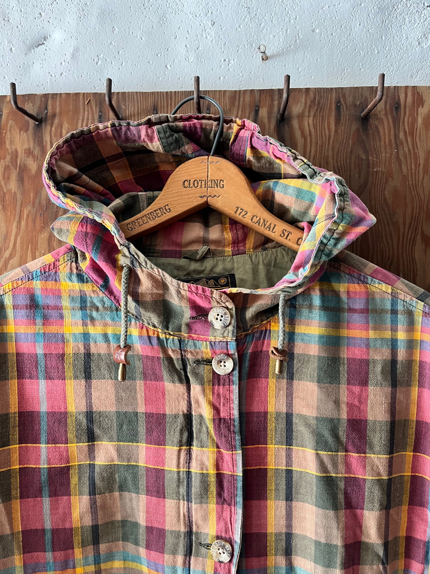 Eddie Bauer Madras Coat, Sz L, 1990s