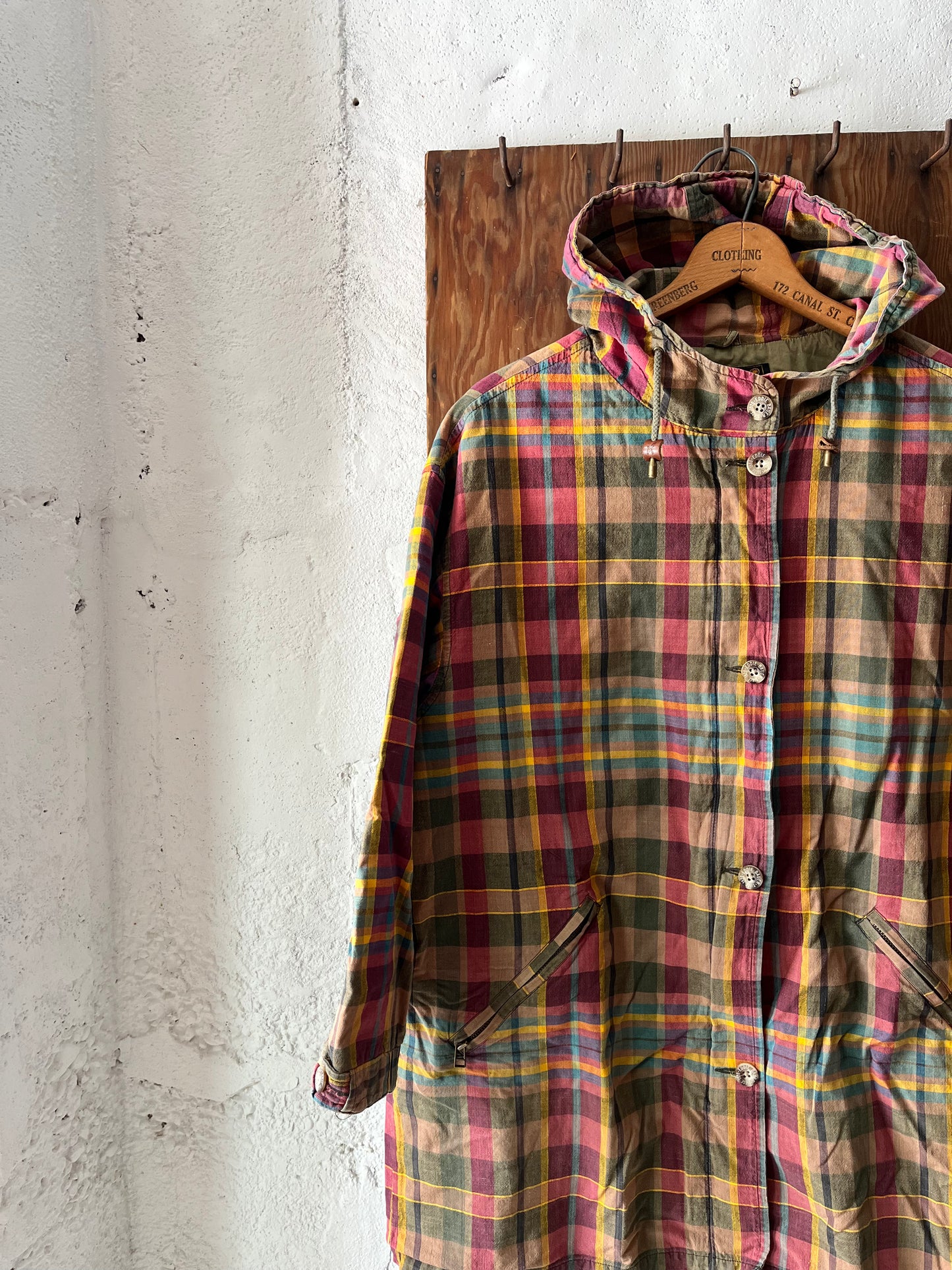 Eddie Bauer Madras Coat, Sz L, 1990s