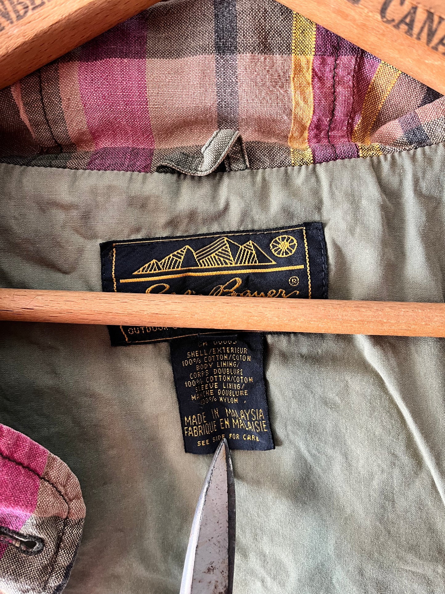 Eddie Bauer Madras Coat, Sz L, 1990s