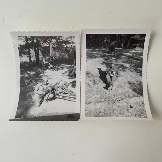 Snapshots, 1940s-- Black Soldier Holding Gun and Kittens