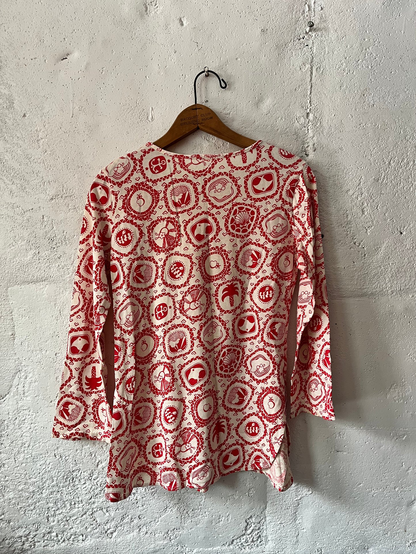 All Over Print Nautical/Psychedelic Shirt, Sz M, 1970s