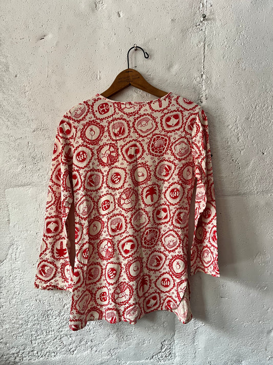 All Over Print Nautical/Psychedelic Shirt, Sz M, 1970s