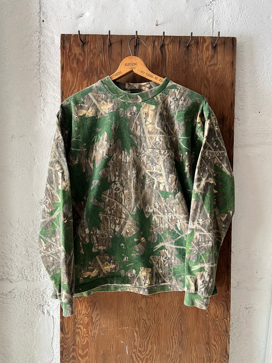 Camo Longsleeve, Sz L, 1990s